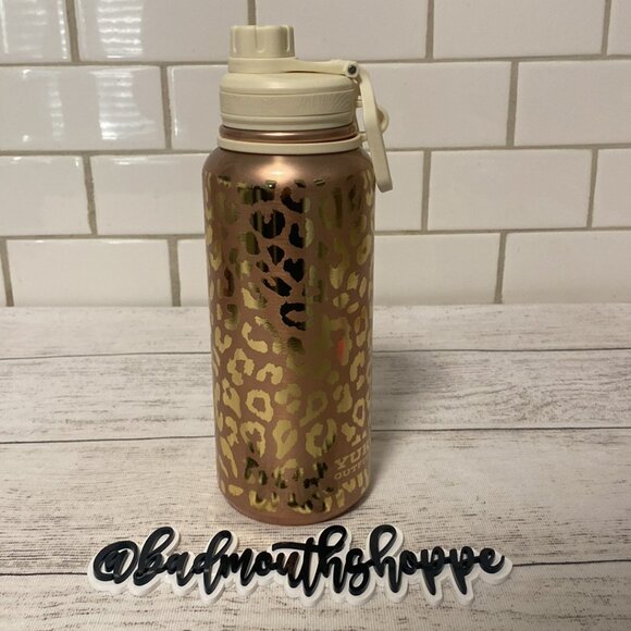 Buc-ee's Viral Leopard Cheetah Rose Gold Reusable Water Bottle - Picture 8 of 9